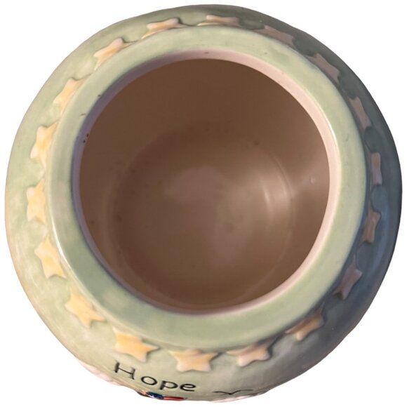 Stoneware Country HOPE Jar Patriotic American Flag Stars Grass Sky 3.75" t x 4.5 - Picture 11 of 15